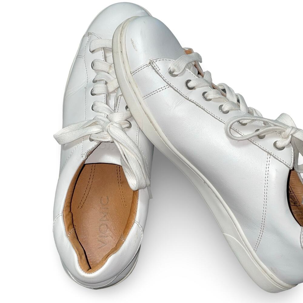 Vionic Baldwin Men 10.5 White Leather Sneakers Low Top Orthotic Shoes Casual